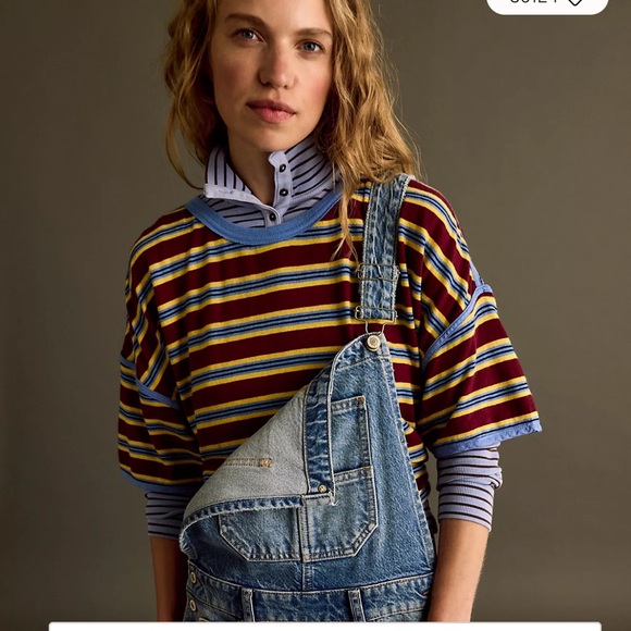 Free People Blue Denim Overalls - Barrel Leg Size L. NWOT - Picture 4 of 6